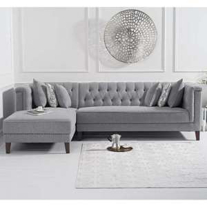 Tislit Linen Fabric Left Facing Corner Chaise Sofa In Grey