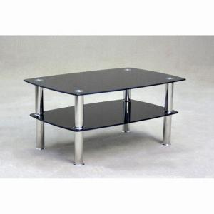 Pearl Black Glass Coffee Table With Undershelf