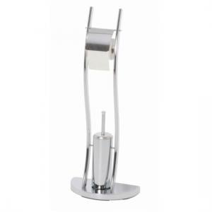 Contemporary Chrome Toilet Paper And Brush Holder