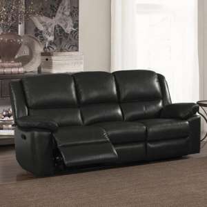 Toledo Leather And PVC Recliner 3 Seater Sofa In Black