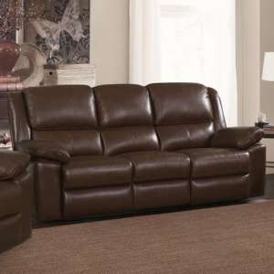 Toledo Leather And PVC Recliner 3 Seater Sofa In Brown