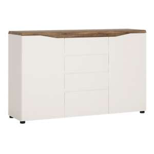 Toltec Wooden Sideboard In Oak And White High Gloss 4 Drawers