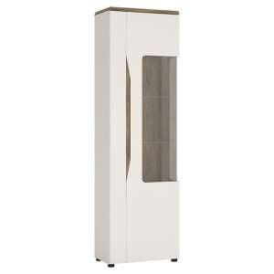 Toltec Right Handed Wooden Display Cabinet In Oak White Gloss