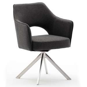 Tonala Fabric Dining Chair In Anthracite With Brushed Legs