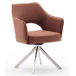 Tonala Fabric Dining Chair In Rust Brown With Brushed Legs