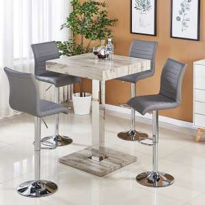 Topaz Bar Table In Grey Oak Effect With 4 Ripple Stools