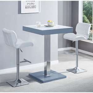 Topaz Glass White Grey Bar Table With 2 Candid White Stools