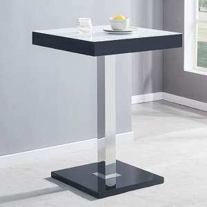 Topaz White Glass Top High Gloss Bar Table With Black