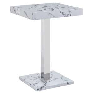 Topaz Square High Gloss Bar Table In Diva Marble Effect