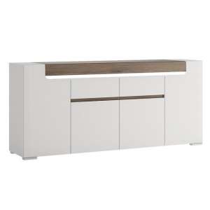 Tortola LED Wooden Sideboard In Oak And White Gloss With 4 Doors