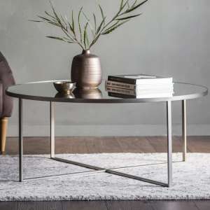 Torrance Glass Coffee Table In Brushed Nickel