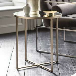 Torrance Glass Side Table In Brushed Nickel