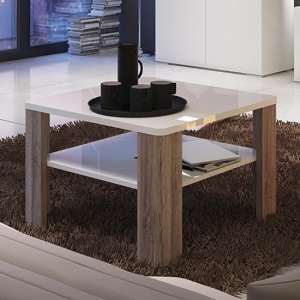 Tortola Square Wooden Coffee Table In Oak And White
