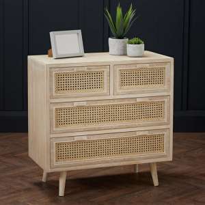 Taynuilt Wooden Chest Of 4 Drawers In Light Washed Oak