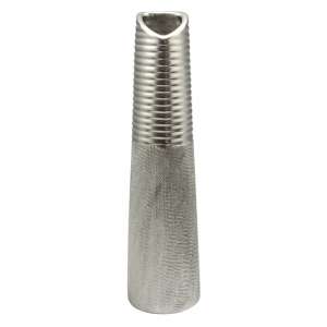 Trace Ceramic Large Triangle Decorative Vase In Silver