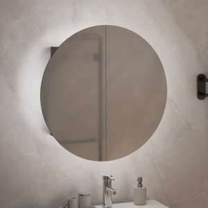 Trail Small Bathroom Mirrored Cabinet In Grey With LED