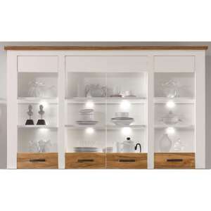 Tramp LED Display Storage Cabinet In White Pine And Satin Walnut