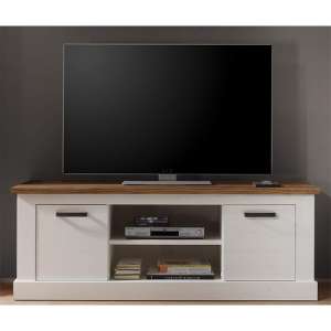 Tramp Wooden TV Stand In White Pine And Satin Walnut