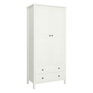 Trams Wooden Wardrobe With 2 Doors 2 Drawers In Off White