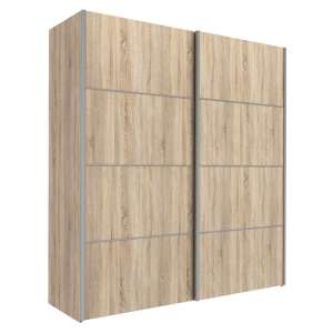 Trek Wooden Sliding Doors Wardrobe In Oak With 5 Shelves