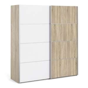 Trek Wooden Sliding Doors Wardrobe In Oak White With 2 Shelves