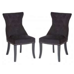 Trento Upholstered Black Velvet Dining Chairs In A Pair