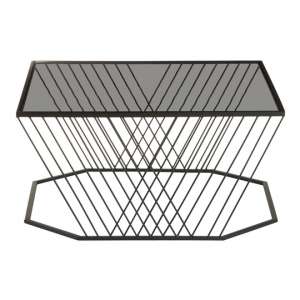 Ruchbah Grey Glass Top Coffee Table With Black Metal Frame