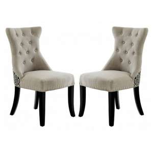 Trento Upholstered Grey Fabric Dining Chairs In A Pair