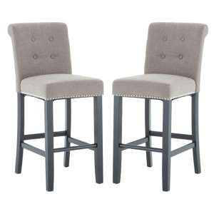 Trento Upholstered Natural Fabric Bar Chairs In A Pair