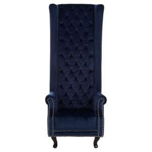 Trento Tall Upholstered Velvet Porter Chair In Midnight Blue