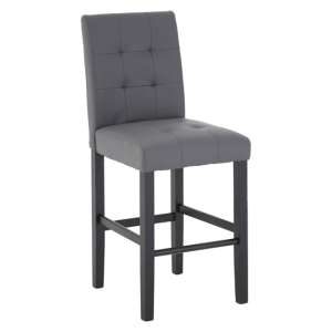 Trento Upholstered Faux Leather Bar Chair In Grey