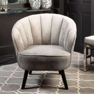 Trento Upholstered Velvet Bedroom Chair In Grey
