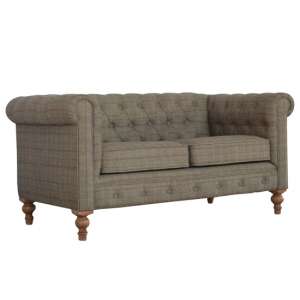 Aqua Fabric 2 Seater Chesterfield Sofa In Multi Tweed