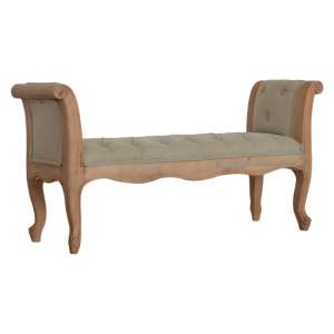 Rarer Fabric Carved French Style Hallway Bench In Multi Tweed