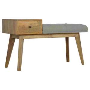 Trenton Hallway Bench In Grey Tweed And Oak Ish with 1 Drawer