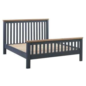 Trevino Wooden King Size Bed In Midnight Blue And Oak