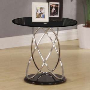 Trias Glass Lamp Table Round In Black And Gloss Base