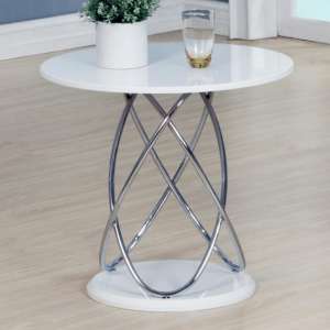 Einav Modern Lamp Table Round In White High Gloss