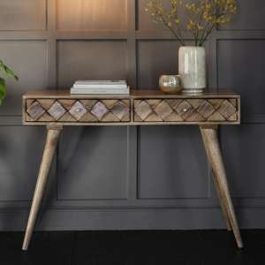Tribute Contemporary Console Table In Burnt Wax With 2 Drawers