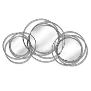 Trio Multi Circled Wall Art Mirror In Silver Frame