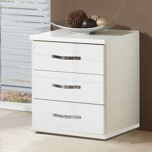 Trio Wooden Chest Of Drawers In High Gloss White With 3 Drawers