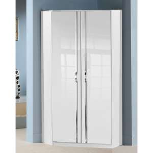 Trio Wooden Corner Wardrobe In High Gloss White