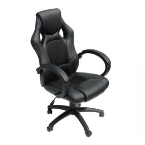 Donnie Home Office Chair In Black Fabric And Faux Leather