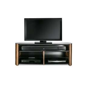 Flore Wooden TV Stand In Walnut With Sound Bar Shelf