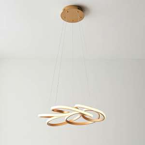 Troy Multi Spiral LED Ceiling Pendant Light In Satin Gold