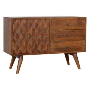 Tufa Wooden Pineapple Carved Sideboard In Chestnut