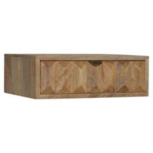 Tufa Wooden Wall Hung Prism Carved Bedside Cabinet In Oak Ish
