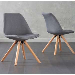Tupa Dark Grey Fabric Dining Chairs With Round Leg In A Pair