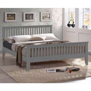 Turin Wooden King Size Bed In Grey