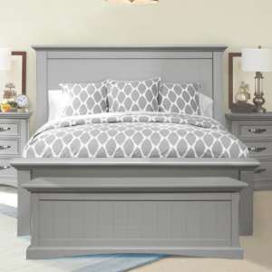 Turner Wooden King Size Bed In Grey